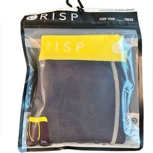 NWT CRISP Men’s Navy Boxer Briefs Yellow Waistband - Size 2XL